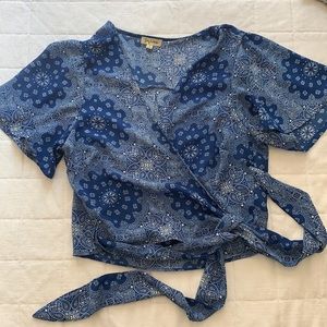 Blue Wrap Crop Top